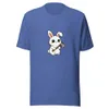 Whimsical Warrior Bunny Tee, front view — cartoon white rabbit with big eyes gripping a battle axe on white background