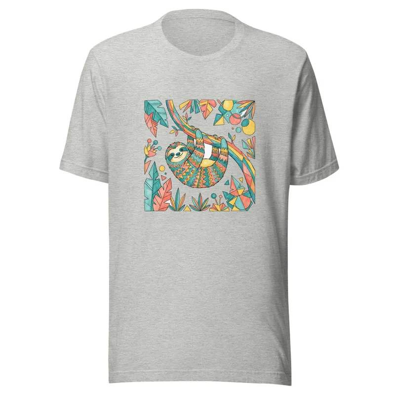 Colorful Sloth Adventure Tee, front view