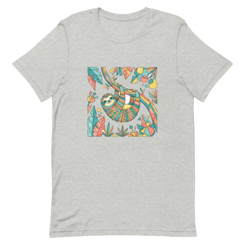 Colorful Sloth Adventure Tee, front view