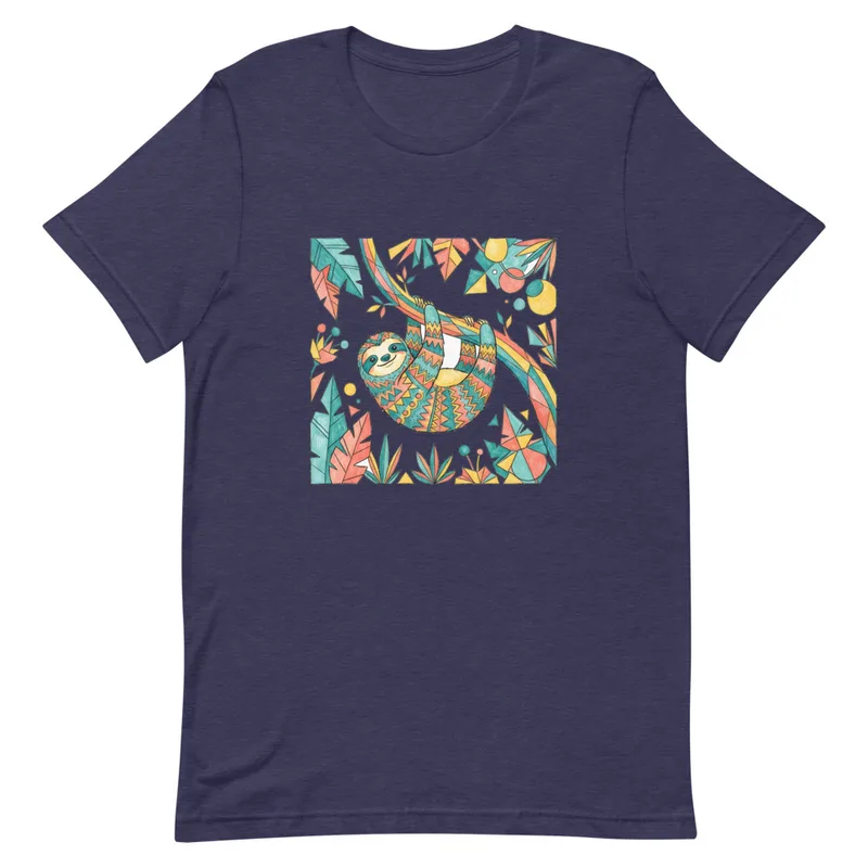 Colorful Sloth Adventure Tee, front view