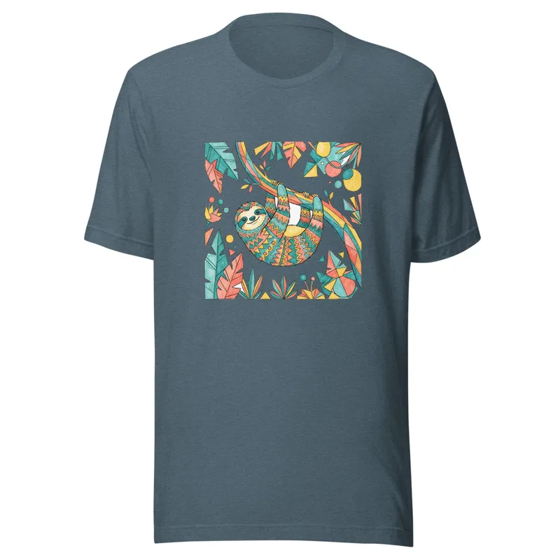 Colorful Sloth Adventure Tee, front view