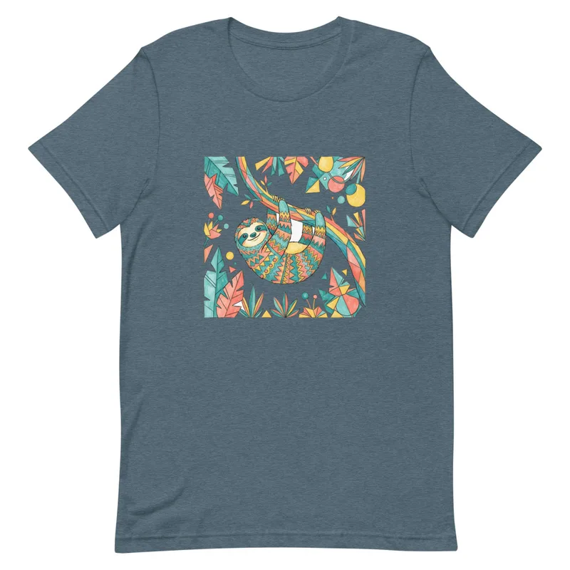 Colorful Sloth Adventure Tee, front view