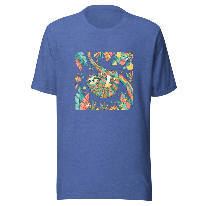 Colorful Sloth Adventure Tee, front view