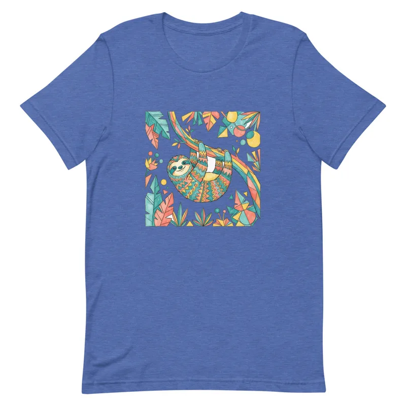 Colorful Sloth Adventure Tee, front view