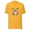Ninja Fennec Adventure Tee, front view — cartoon fox holding a dagger and shuriken with a fierce expression on white
