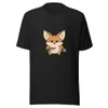 Ninja Fennec Adventure Tee, front view — cartoon fox holding a dagger and shuriken with a fierce expression on white
