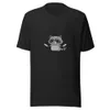 Ninja Raccoon Adventure Tee, front view — cartoon raccoon bandit wielding two swords in grayscale illustrative style