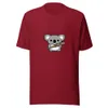 Koala Combat Tee, front view — cartoon koala grinning while holding a spiked barbed-wire bat on white background