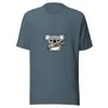 Koala Combat Tee, front view — cartoon koala grinning while holding a spiked barbed-wire bat on white background