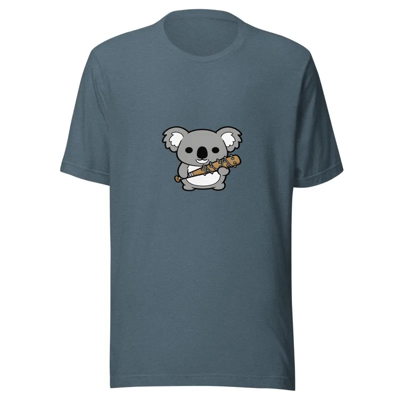 Koala Combat Tee, front view — cartoon koala grinning while holding a spiked barbed-wire bat on white background