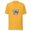 Koala Combat Tee, front view — cartoon koala grinning while holding a spiked barbed-wire bat on white background