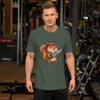 Warrior Squirrel Graphic Tee, front view — cartoon squirrel in red bandana and camo vest wielding a large combat knife