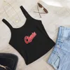 Cherries Script Athletic Tank — bold red retro baseball-script lettering spelling Cherries with a white outline and swoosh