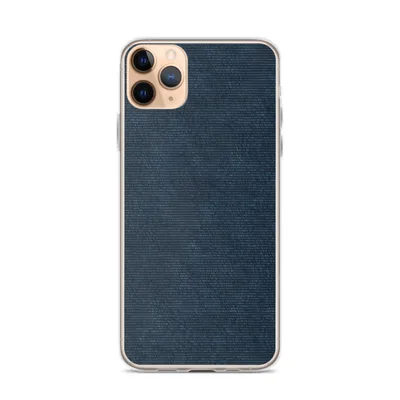 dense horizontal grain texture in deep navy and dark indigo tones with subtle tonal variation across the surface on mockup Midnight Navy Texture Clear Case - default view — clear iphone case