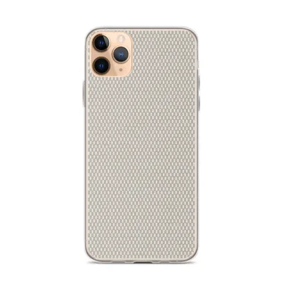 close-up woven textile pattern in soft taupe and cream tones with a fine crosshatch linen weave on mockup Woven Linen Texture Clear Case - default view — clear iphone case