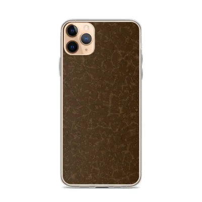 cracked dry earth texture in deep chocolate brown with a fine network of fracture lines across the surface on mockup Cracked Earth Brown Case - default view — clear iphone case