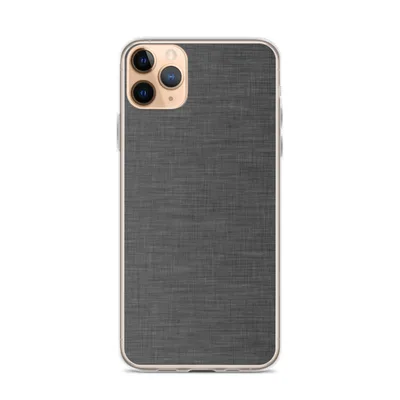 close-up woven linen fabric texture in dark charcoal grey with subtle natural fiber variation on mockup Charcoal Linen Texture Clear Case - default view — clear iphone case