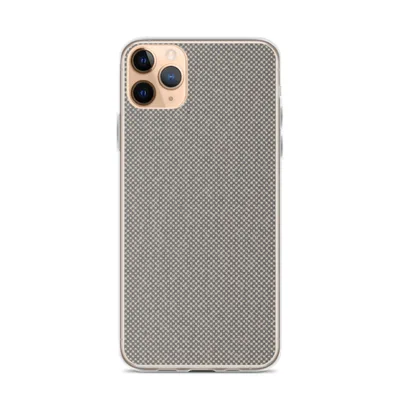 fine micro-checkerboard woven pattern in muted slate and warm taupe with subtle threading lines scattered across the surface on mockup Slate Micro Check Clear Case - default view — clear iphone case