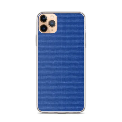 close-up woven textile texture in deep cobalt and royal blue with tight horizontal ribbing pattern on mockup Bold Blue Woven Texture Case - default view — clear iphone case