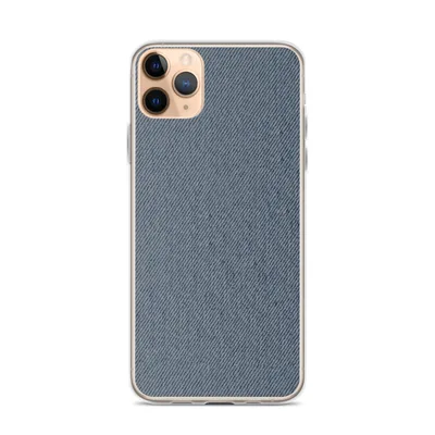 close-up washed denim fabric texture with diagonal twill weave in faded indigo and soft grey-blue tones on mockup Washed Denim Texture Clear Case - default view — clear iphone case