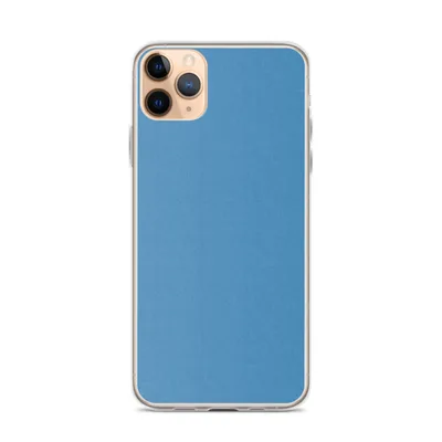 solid flat sky blue in a smooth matte-like tone with subtle texture variation across the surface on mockup Serene Sky Blue Clear Case - default view — clear iphone case