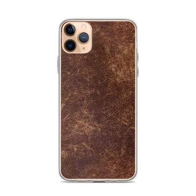 distressed leather texture in deep mahogany and warm tan with crackled surface pattern and aged patina detailing on mockup Worn Leather Vintage Case - default view — clear iphone case