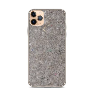 close-up photographic texture of gray industrial felt with scattered fibers and faint flecks of red, blue, and green throughout on mockup Raw Fiber Texture Clear Case - default view — clear iphone case
