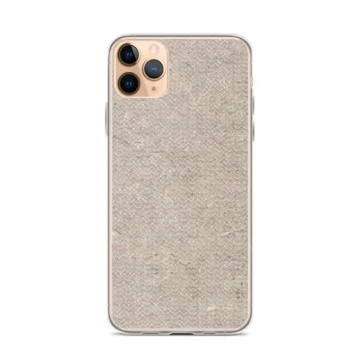 seamless herringbone pattern in warm taupe and greige tones with scattered color flecks on a natural linen-like surface on mockup Raw Earth Texture Clear Case - default view — clear iphone case