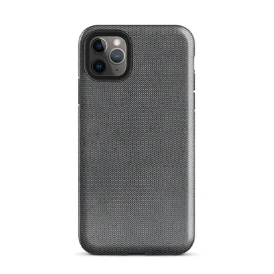 close-up seamless dark charcoal knit fabric pattern with tiny scattered deep red flecks on a near-black background on Glossy Dark Knit Texture Tough Case - default view — protective iphone case