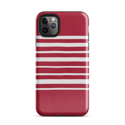 horizontal white stripes evenly spaced across a deep crimson red background in a clean nautical pattern on Glossy Classic Red Stripe Bold Case - default view — protective iphone case