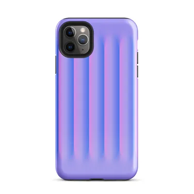 soft vertical ridges with a 3D illusion effect in a gradient of periwinkle blue and neon pink on a lavender background on Glossy Neon Ripple Ridge Case - default view — protective iphone case