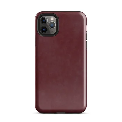 deep crimson mottled texture with shifting burgundy tones resembling aged velvet or worn leather on a dark red background on Glossy Deep Crimson Velvet Shield - default view — protective iphone case