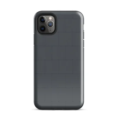 staggered rectangular tiles in deep charcoal grey with subtle grout lines, flat matte surface, architectural slate roofing pattern on Glossy Dark Slate Tile iPhone Case - default view — protective iphone case