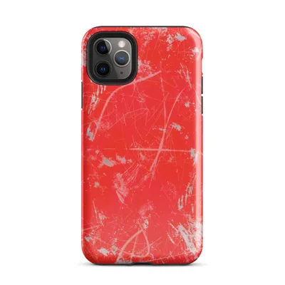 explosive red background covered in silver-gray paint splatters, wild gestural brushstrokes, and tangled fine-line scratches in an abstract expressionist style on Glossy Red Chaos Splatter Case - default view — protective iphone case