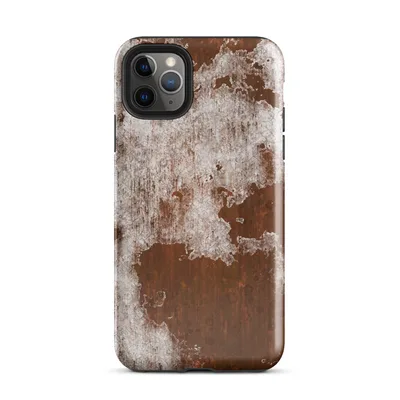 peeling white paint over deep rust-red corroded iron metal surface with streaks and flaking texture on Glossy Rust and Ruin Tough Case - default view — protective iphone case