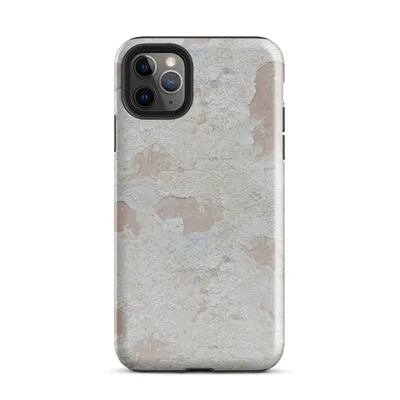 close-up of aged plaster wall with peeling cream and chalky white layers revealing warm blush undertones beneath on Glossy Ancient Walls Weathered Plaster Case - default view — protective iphone case