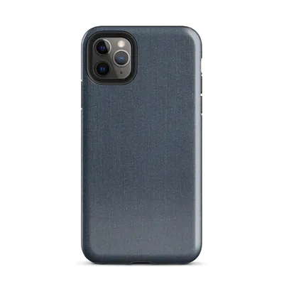 close-up dark navy denim fabric texture with subtle vertical weave grain and muted indigo tones on Glossy Dark Denim Texture Tough Case for iPhone - default view — protective iphone case
