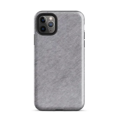 soft heathered gray surface with subtle organic texture variation resembling brushed stone or fine wool in muted silver tones on Glossy Storm Gray Minimalist Shield Tough Case for iPhone - default view — protective iphone case