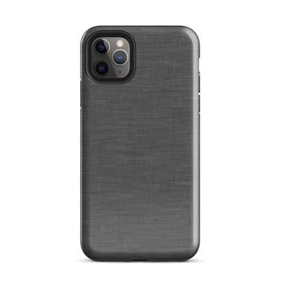 close-up woven linen fabric texture in charcoal grey with natural thread variation and soft creases on Glossy Charcoal Linen Texture Tough Case for iPhone - default view — protective iphone case