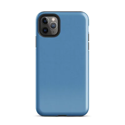 flat solid sky blue with a soft textile texture, medium cornflower-to-steel blue tone, no pattern or imagery on Glossy Clear Sky Blue Solid Tough Case for iPhone - default view — protective iphone case