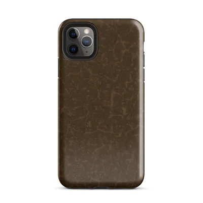 close-up cracked earth texture in deep warm brown with a fine network of lighter tan fissures across the entire surface on Glossy Cracked Earth Terrain Tough Case for iPhone - default view — protective iphone case