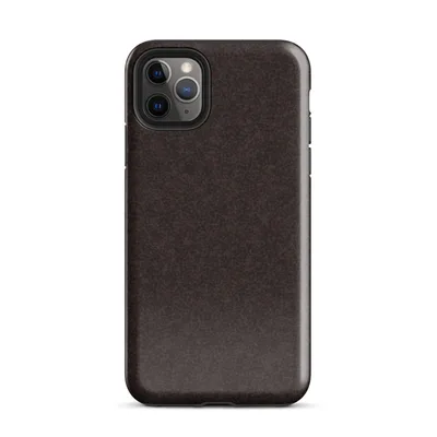 close-up crackled dark espresso brown leather grain texture with subtle natural variation and organic surface detail on Glossy Dark Leather Grain Tough Case for iPhone - default view — protective iphone case