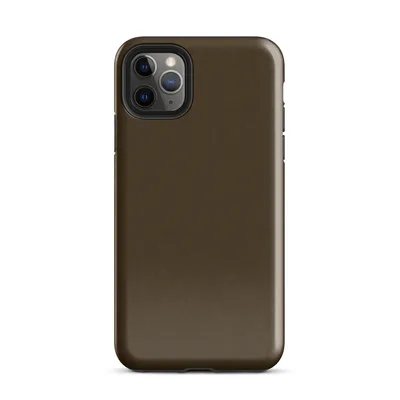 solid deep chocolate brown with subtle matte texture across the entire surface on Glossy Deep Earth Brown Solid Tough Case for iPhone - default view — protective iphone case