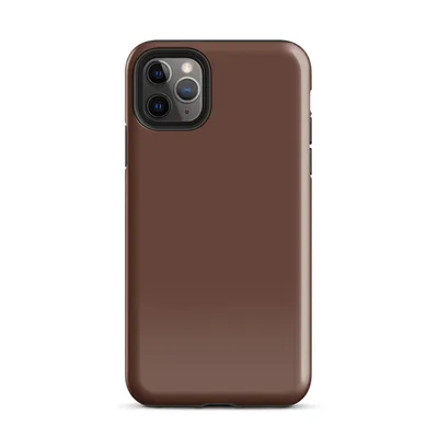 solid deep cognac brown with a warm, matte finish and no additional markings or patterns on Glossy Rich Cognac Solid Tough Case for iPhone - default view — protective iphone case