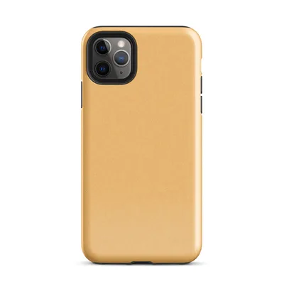 flat solid warm golden apricot color with a smooth matte paper-like texture and subtle natural fiber grain on Glossy Golden Hour Minimal Tough Case for iPhone - default view — protective iphone case
