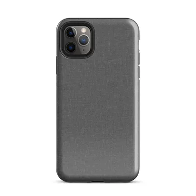 close-up woven linen fabric texture in deep charcoal and slate grey tones with subtle thread variation on Glossy Slate Linen Texture Tough Case for iPhone - default view — protective iphone case