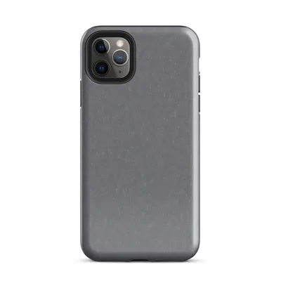 close-up woven chambray fabric texture in muted steel grey with subtle warm undertones and soft tonal variation on Glossy Steel Grey Chambray Texture Tough Case for iPhone - default view — protective iphone case
