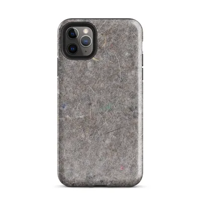 close-up of matted gray and taupe recycled felt fibers with scattered red, blue, and green flecks throughout on Glossy Raw Industrial Fiber Texture Tough Case for iPhone - default view — protective iphone case