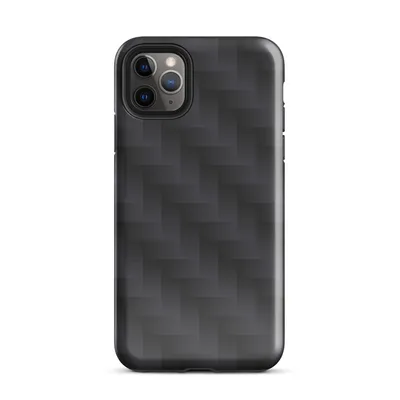 seamless dark carbon fiber weave pattern with interlocking diagonal bands in deep charcoal and slate, creating a three-dimensional textured illusion on Glossy Carbon Weave Armor Tough Case for iPhone - default view — protective iphone case