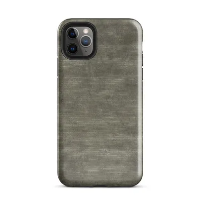 tightly woven horizontal fiber texture in layered olive, taupe, and charcoal tones with organic variation on Glossy Woven Earth Texture Tough Case for iPhone - default view — protective iphone case